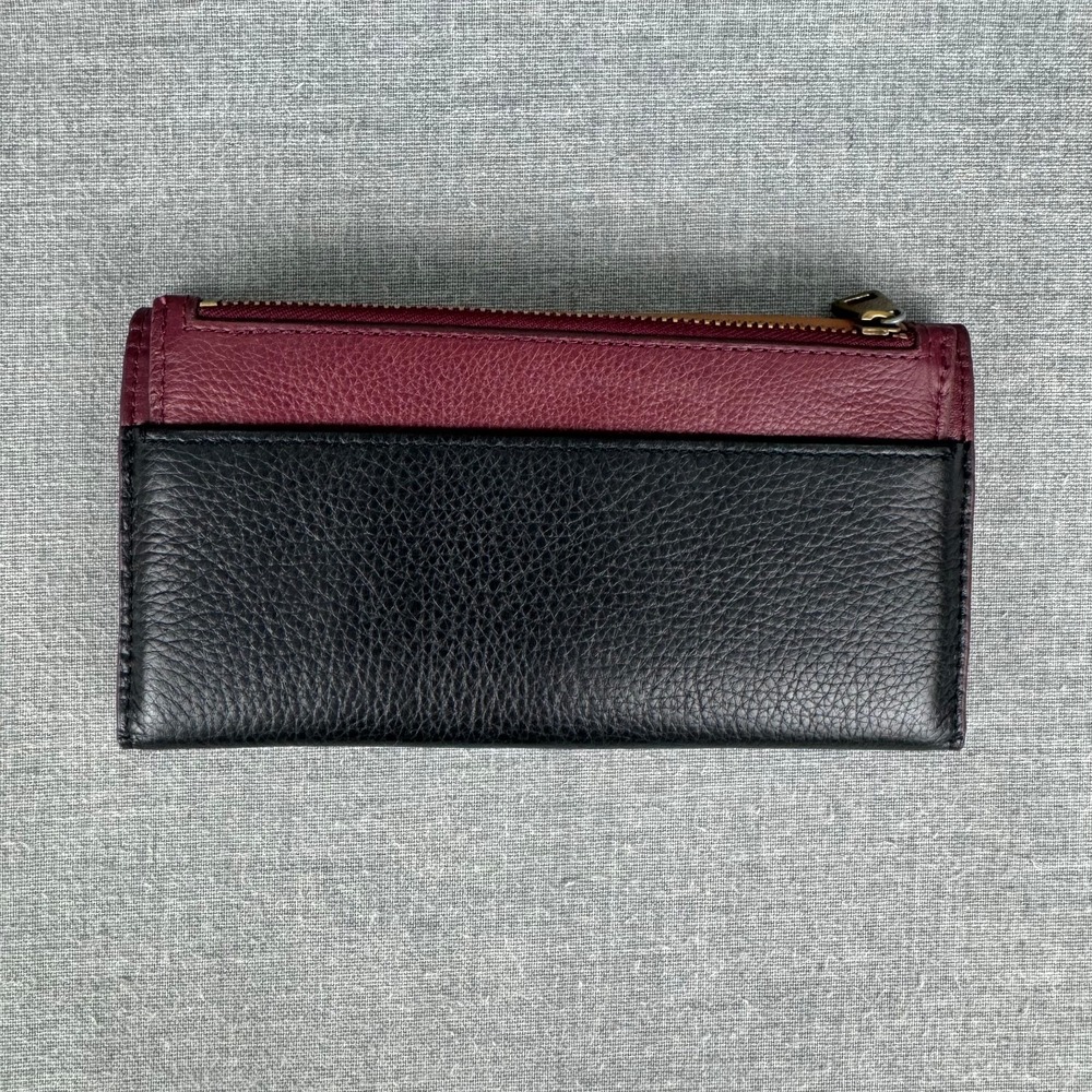 Fossil Emerson Flap Wallet Women's Leather Brown Burgundy Black - Picture 3 of 13
